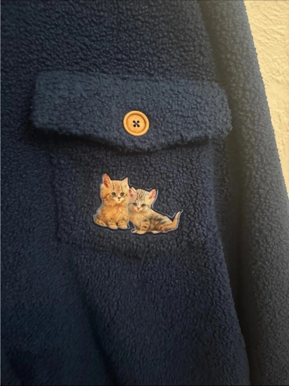 The Bradford Exchange Navy Blue Sherpa Jacket with Kitten Embroidery